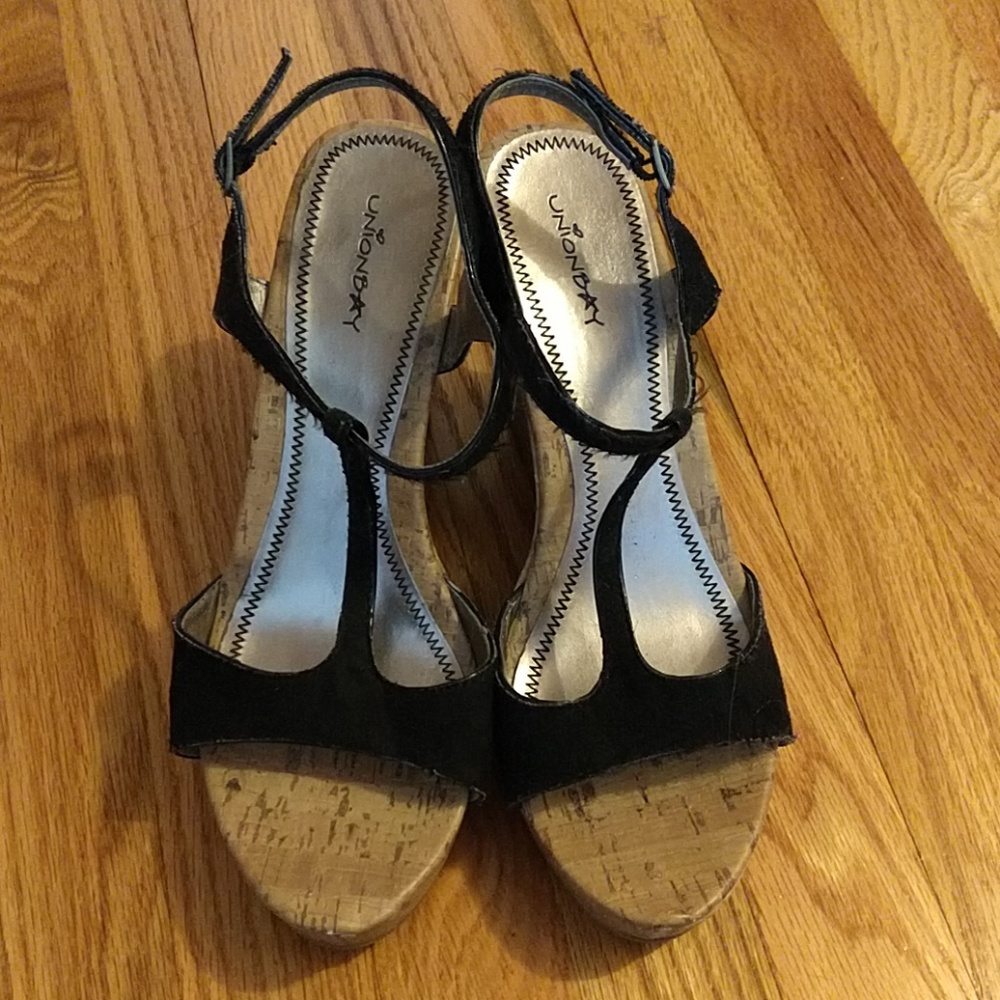 Unionbay cork wedge sandals, sz.8 1/2M